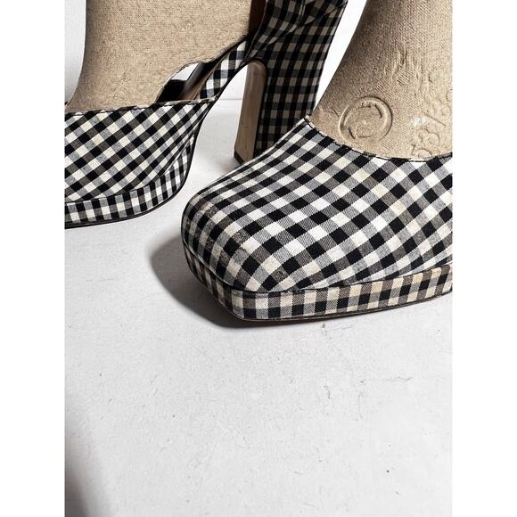 Zara EUC Black Gingham Ankle Wrap Strap 4" Heel Square Toe Shoe Size 38 7.5 US - Picture 2 of 5